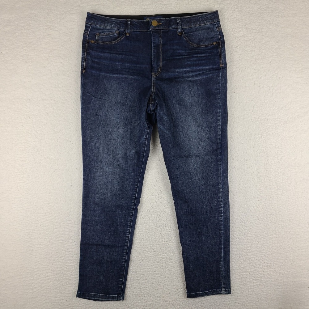 Democracy Jeans Womens 16 Blue Ab Solution Skinny Ankle Dark Wash Denim